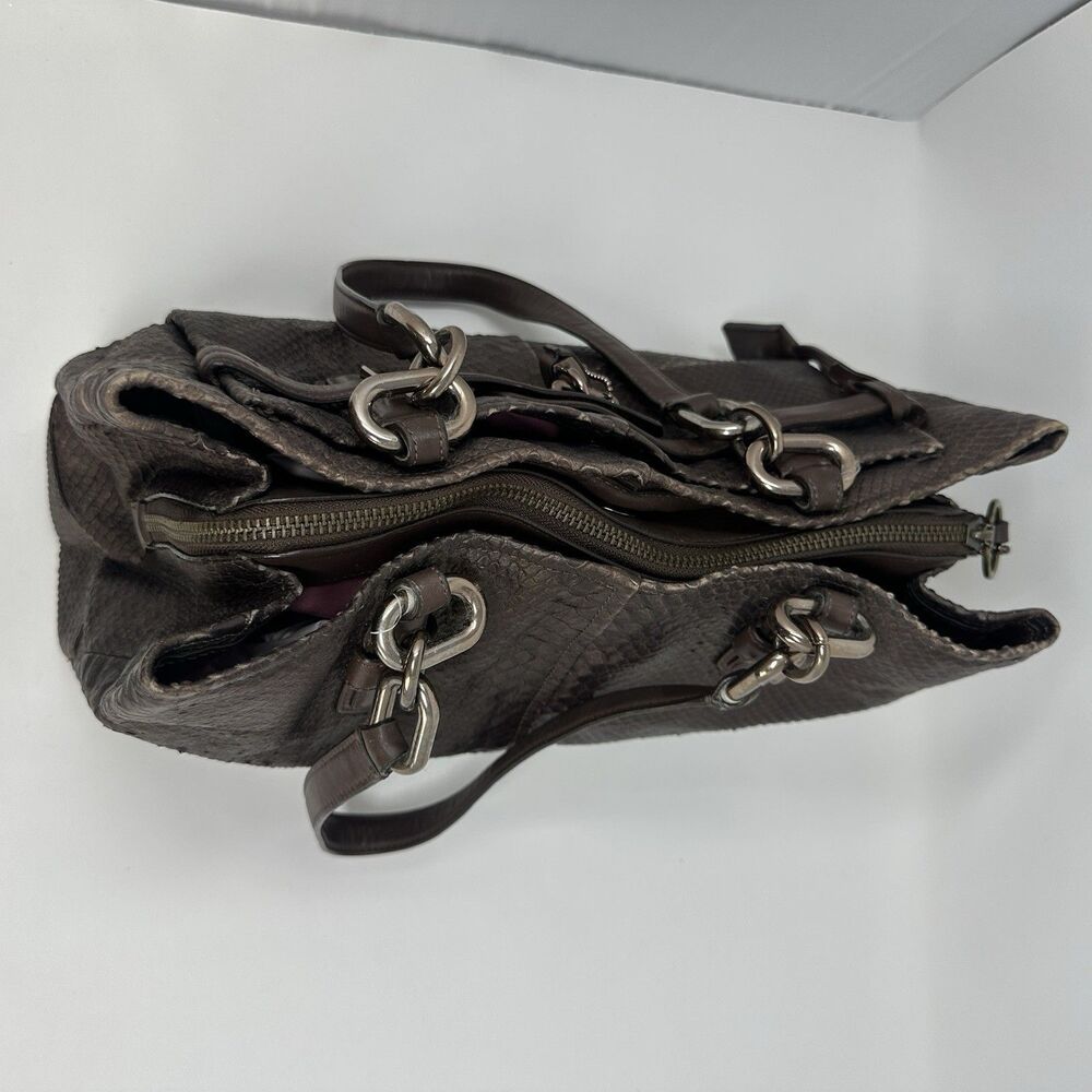 Coach 18741 Brown Bronze Python Embossed Leather Chelsey Jayden Satchel Purse - Picture 5 of 15